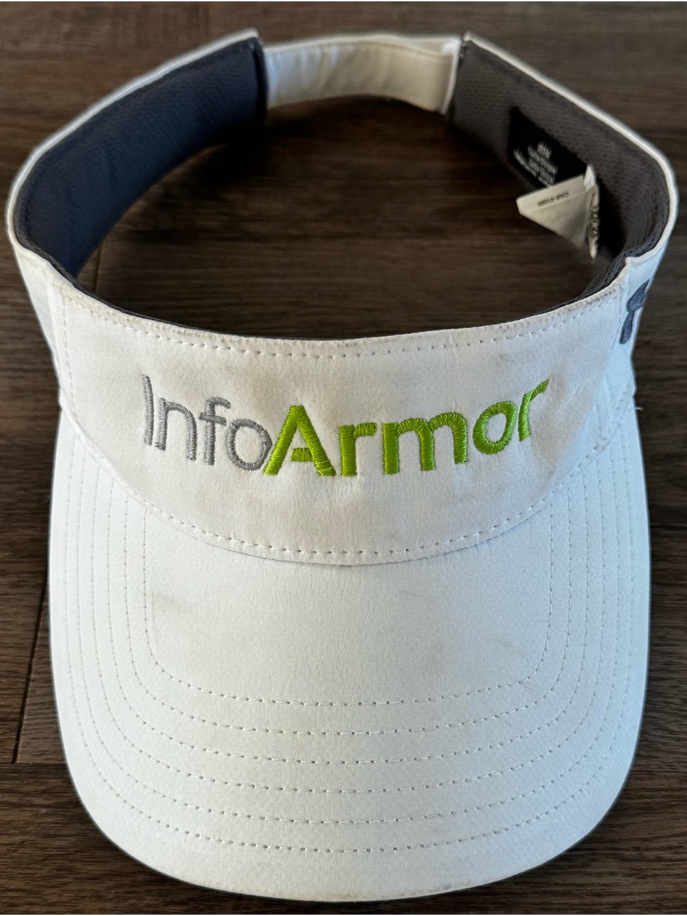 Under Armour White Visor with Green and Gray Embroidery